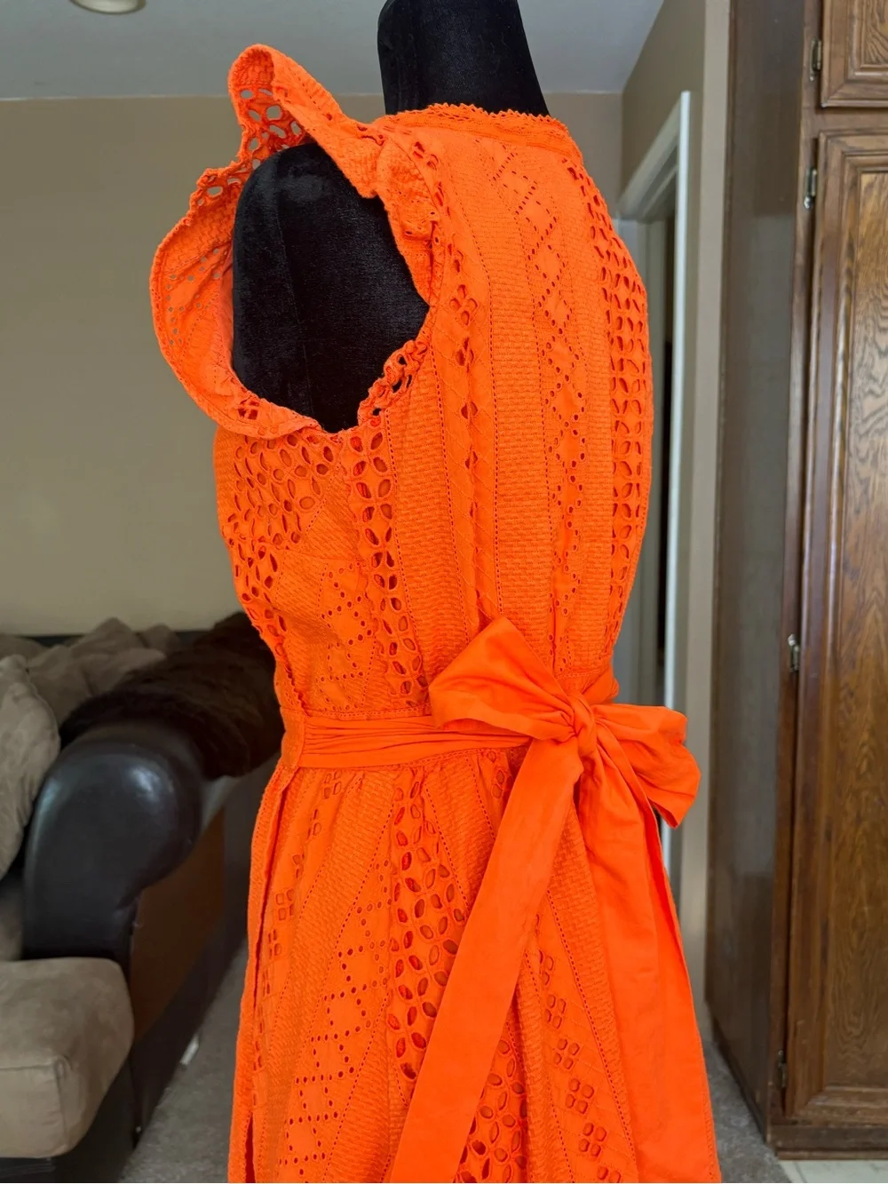 J Crew Women's Orange Eyelet Wrap Dress size 4